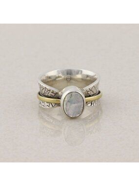 Sterling Silver Rainbow Moonstone Ring Size 5 Woman Teen Child Pinky